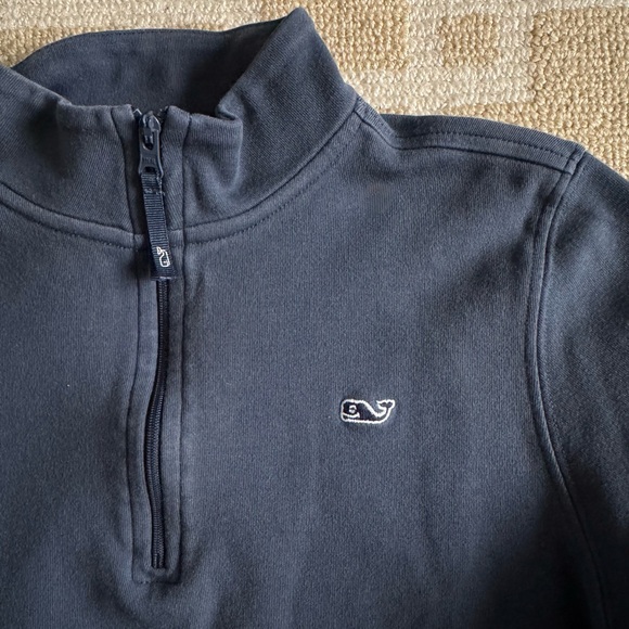 Vineyard Vines Classic Cotton 1/4 Zip Pullover Preppy Coastal School Navy Kids M - Picture 3 of 7